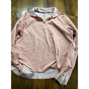 Nike Running Dri-FIT Quarter Zip Pullover Coral Pink Waffle Knit Mens Large